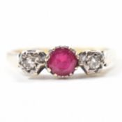 HALLMARKED 18CT GOLD DIAMOND & RUBY RING