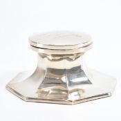 1920S ART DECO HALLMARKED SILVER LIDDED INKWELL