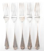 FIVE EDWARDIAN ANTIQUE SILVER HALLMARKED FORKS