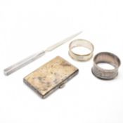 SELECTION OF SILVER ITEMS - CIGARETTE CASE & LETTER OPENER
