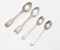 TWO PAIRS OF VICTORIAN SILVER TEASPOONS
