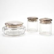 THREE SILVER HALLMARKED DRESSING TABLE POTS