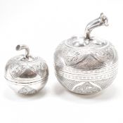 PAIR OF BRUNEI SILVER APPLE TRINKET BOXES