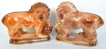 PAIR OF STAFFORDSHIRE STYLE LION MANTEL FIGURES