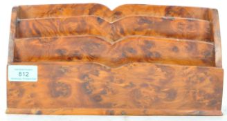 A VINTAGE 20TH CENTURY WALNUT LETTER HOLDER