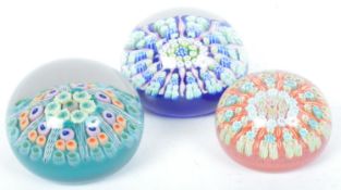 THREE VINTAGE STRATHEARN MILLEFIORI GLASS PAPERWEIGHTS