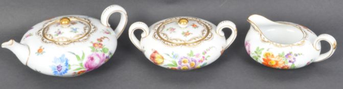 VINTAGE MID 20TH CENTURY MARKED DRESDEN SQUAT TEA SET