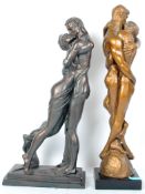 PAIR OF CONTEMPORARY RESIN AND BRONZE EROTIC STUDIES