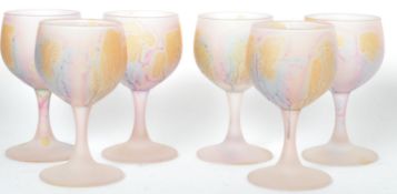 A SET OF SIX VINTAGE CLOUD OPAQUE SHERRY GLASSES