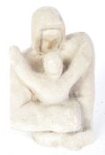 20TH CENTURY STONE MOTHER & CHILD SCULPTURE