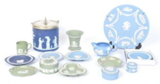 COLLECTION OF VINTAGE BLUE & SEA GREEN WEDGWOOD JASPERWARE