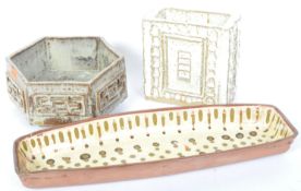 THREE RETRO VINTAGE STUDIO ART POTTERY IN TROIKA STYLE