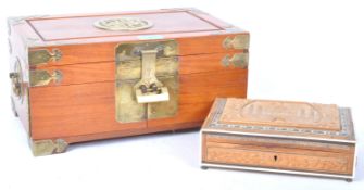 VINTAGE 20TH CENTURY CHINESE HARDWOOD CHEST AND OTHER BOX