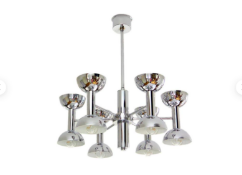 RETRO 20TH CENTURY DESIGNER CHROME CHANDELIER