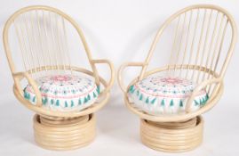 CERDA - PAIR OF ITALIAN CANE & BAMBOO EGG CHAIRS