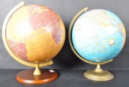 TWO RETRO VINTAGE DESK TOP GLOBES