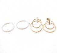 TWO PAIRS 9CT GOLD HOOP EARRINGS