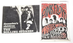 VINTAGE 1972 PINK FLOYD & 1965 ROLLING STONES POSTER