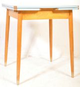 MID CENTURY RETRO FORMICA BLUE DRAW LEAF KITCHEN TABLE