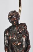 BRONZE EFFECT STATUE MARBLE TABLE LAMP