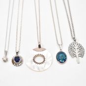 FIVE VINTAGE SILVER NECKLACES