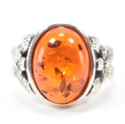 SILVER & AMBER DRESS RING