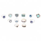 GROUP OF 925 SILVER & BLUE STONE SET RING