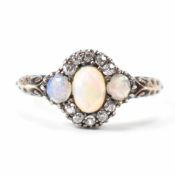 ANTIQUE 18CT GOLD OPAL & DIAMOND RING
