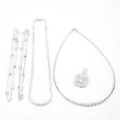 GROUP OF 925 SILVER & CZ SET NECKLACES & PENDANT