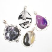 GROUP OF 925 SILVER & STONE SET PENDANTS