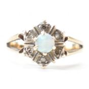HALLMARKED 9CT GOLD OPAL & DIAMOND RING