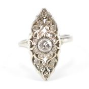VINTAGE WHITE GOLD & DIAMOND NAVETTE RING