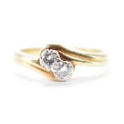 HALLMARKED 18CT GOLD & DIAMOND CROSSOVER RING