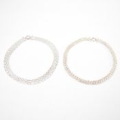 TWO 925 SILVER WOVEN CHAIN NECKLACES