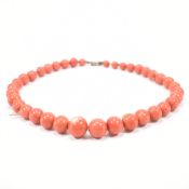 VINTAGE CERAMIC CORAL COLOURED BEADED NECKLACE