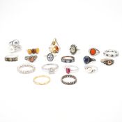 EIGHTEEN SILVER & WHITE METAL RINGS