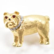 HALLMARKED 18CT GOLD RUBY & DIAMOND BULLDOG BROOCH