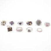 GROUP OF 925 SILVER STONE SET RINGS