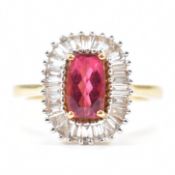HALLMARKED 18CT GOLD TOURMALINE & DIAMOND RING