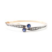 ANTIQUE FRENCH SAPPHIRE & DIAMOND BANGLE