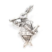 SILVER WHITE RABBIT BROOCH