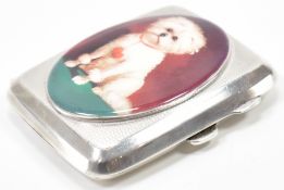 SILVER HALLMARKED ENAMELLED DOG CIGARETTE CASE