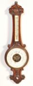 VICTORIAN OAK CARVED BAROMETER