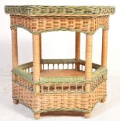 VINTAGE TWO TIERED WICKER GARDEN TABLE
