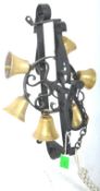 VINTAGE WROUGHT IRON & BRASS SHOP ROTATING WHEEL DOOR BELL