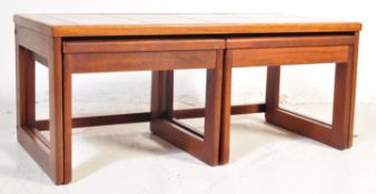 RETRO 1970S TEAK WOOD & TILE TOP NEST OF TABLES / COFFEE TABLE