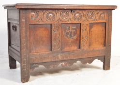 GEORGE III CARVED OAK COFFER WITH VICTORIAN CARVING