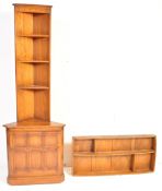 ERCOL - MID CENTURY BEECH & ELM PLATE RACK & CORNER CUPBOARD