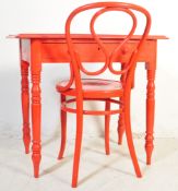 VICTORIAN PAINTED MAHOGANY WRITING DESK & THONET CAFE CHAIR