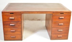 RETRO VINTAGE OAK TWIN PEDESTAL WRITING DESK